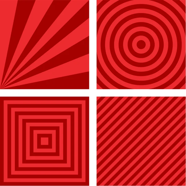 赤のシームレスなパターン背景セット — ストックベクタ