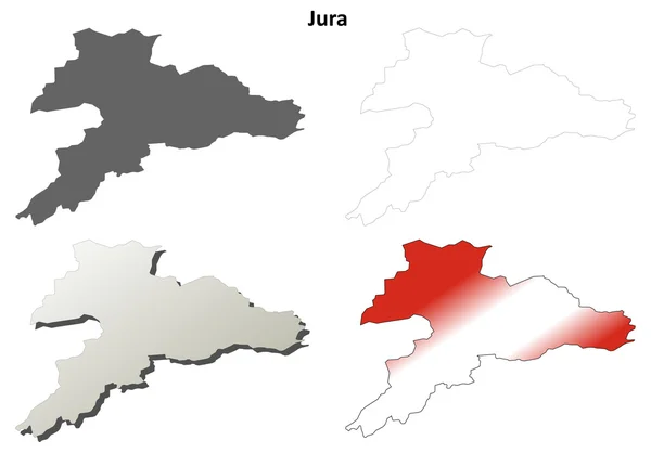 Conjunto de mapas de esquema detallado en blanco de Jura — Vector de stock