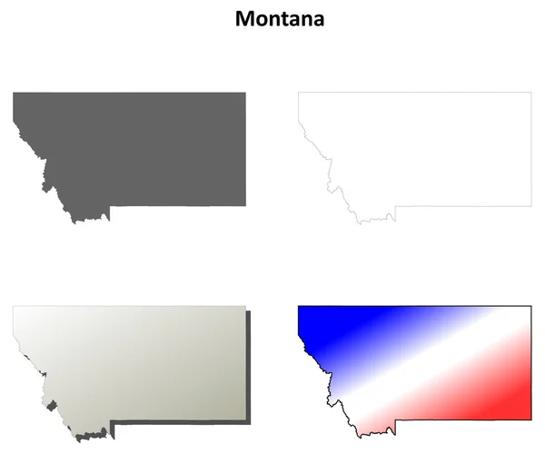 Montana esquema mapa conjunto — Vector de stock