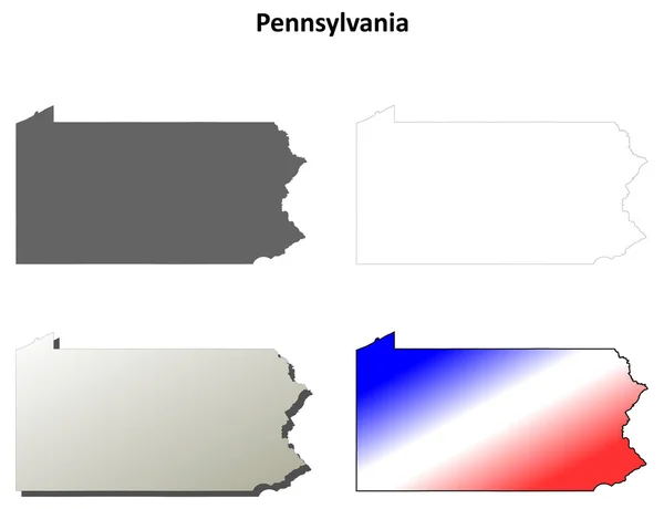 Pensilvania esquema mapa conjunto — Vector de stock