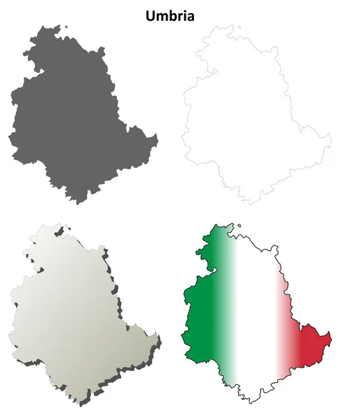 翁布里亚大纲设置的地图 — 图库矢量图片