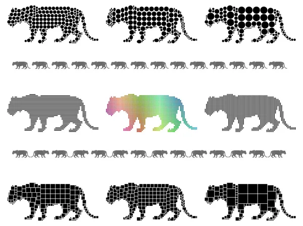 Female lion silhouettes — Stock Vector