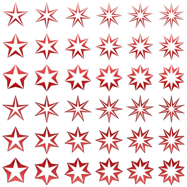 Red star shape collection — Stock Vector
