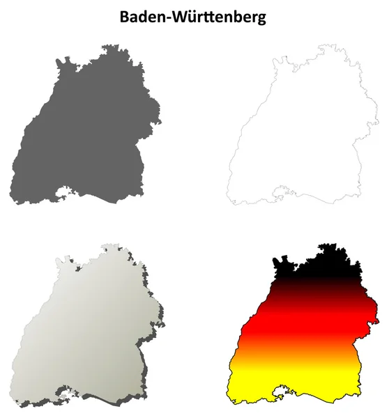 Baden-Wurttenberg kontur mapa zestaw — Wektor stockowy