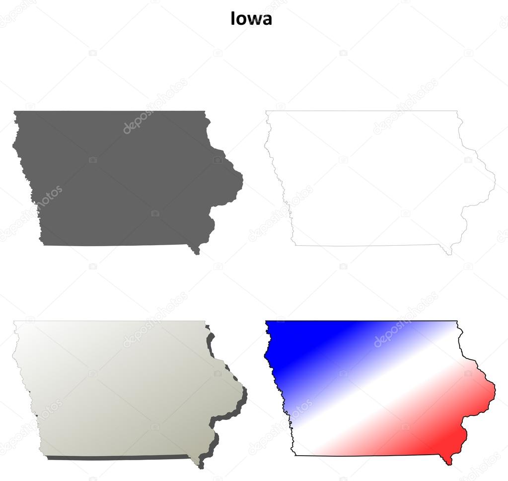 Iowa outline map set