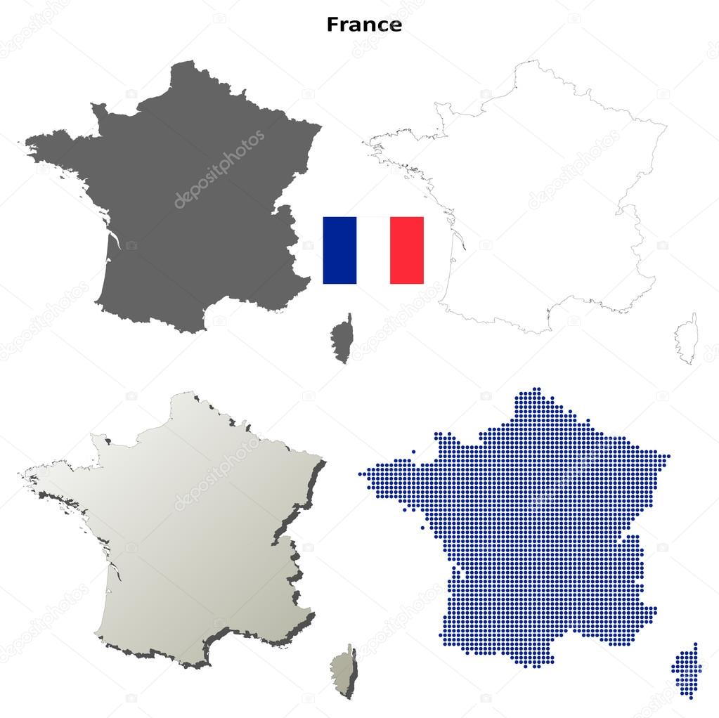 Blank contour maps of France
