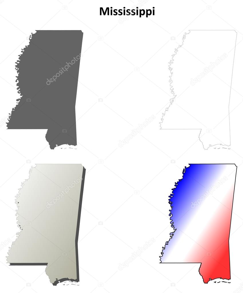 Mississippi outline map set
