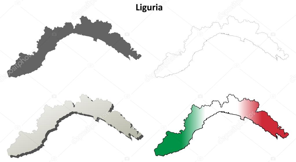 Liguria outline map set