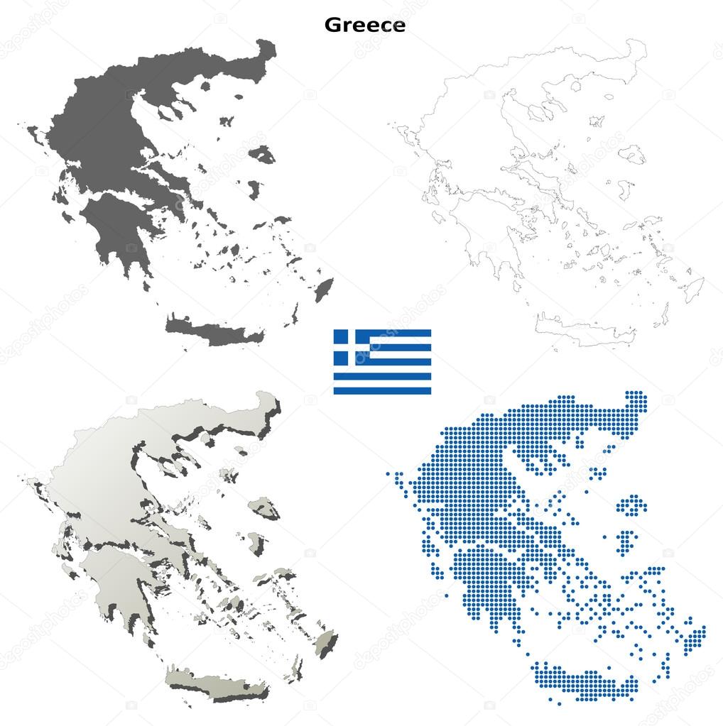Isolated blank contour maps of Greece