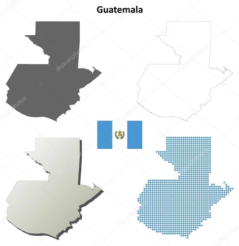 Guatemala blank detailed outline map set