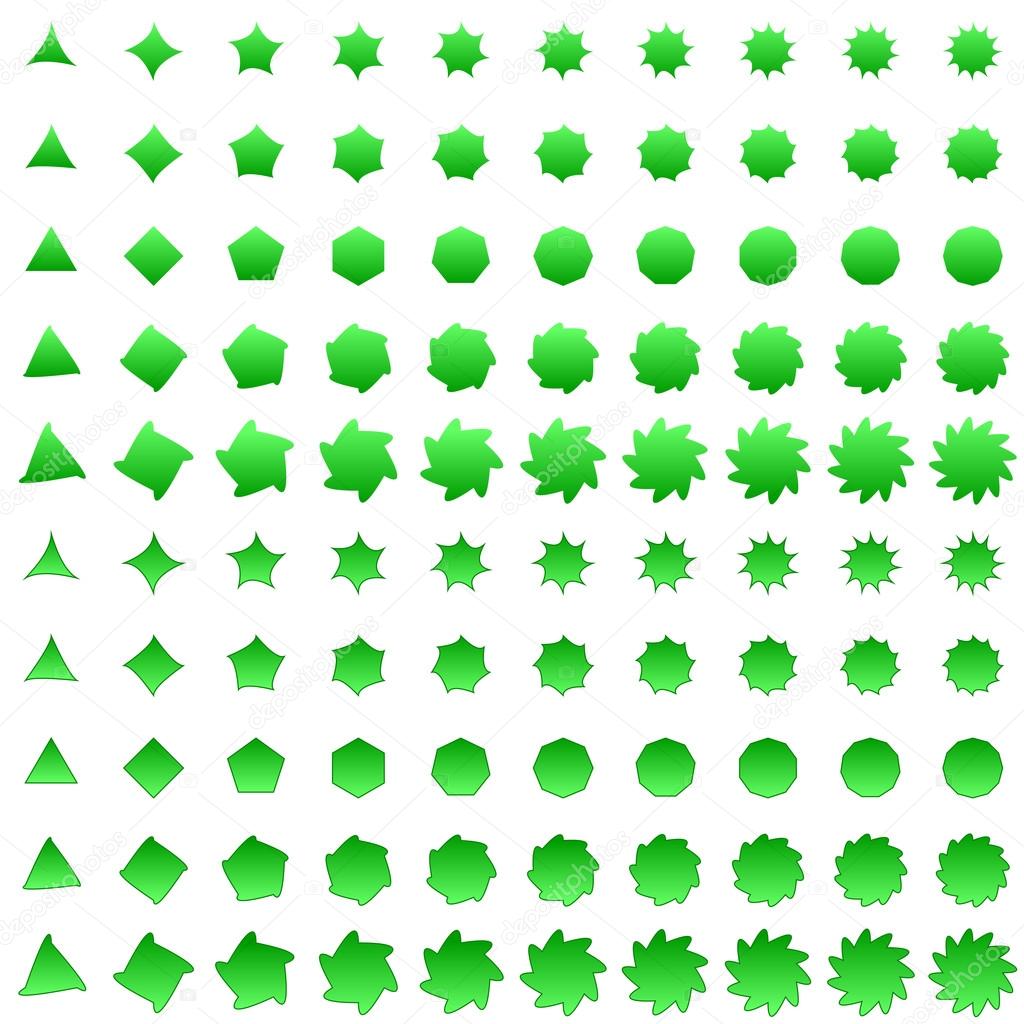 Green deformed polygon shape collection
