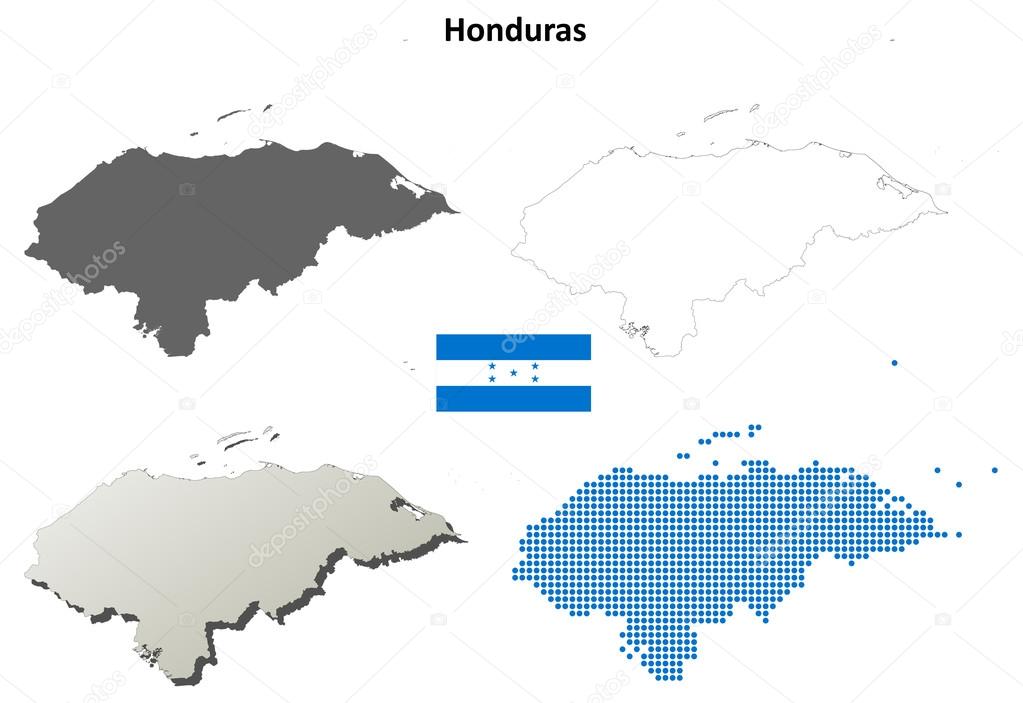 Honduras blank detailed outline map set