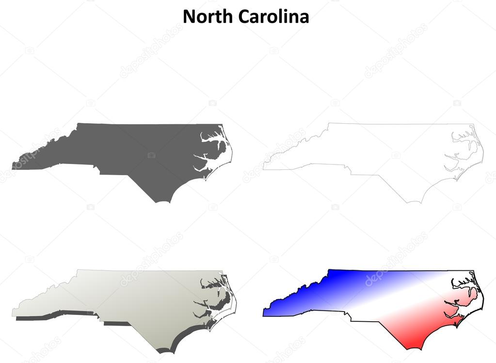 North Carolina outline map set