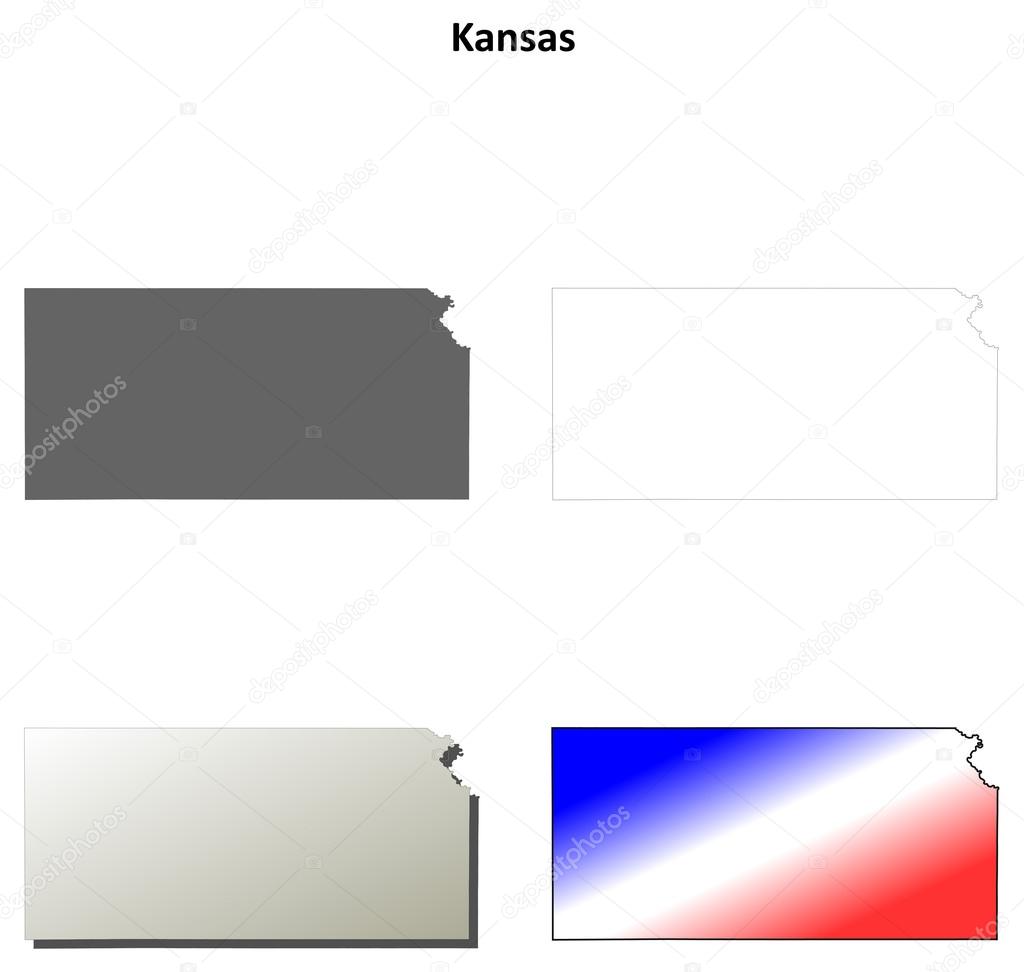 Kansas outline map set