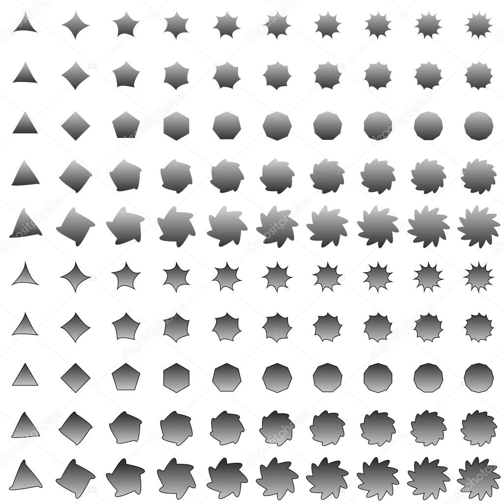 Grey deformed polygon shape collection