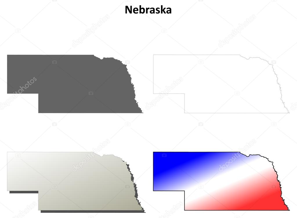 Nebraska outline map set