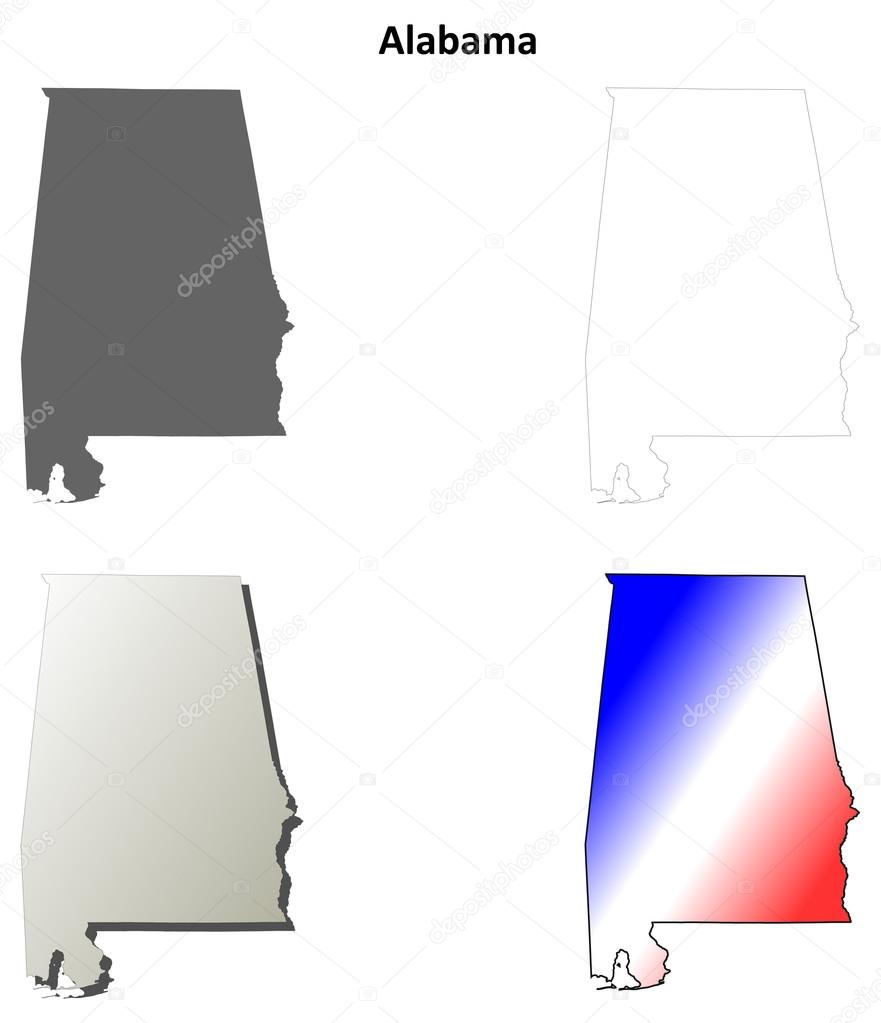 Alabama outline map set