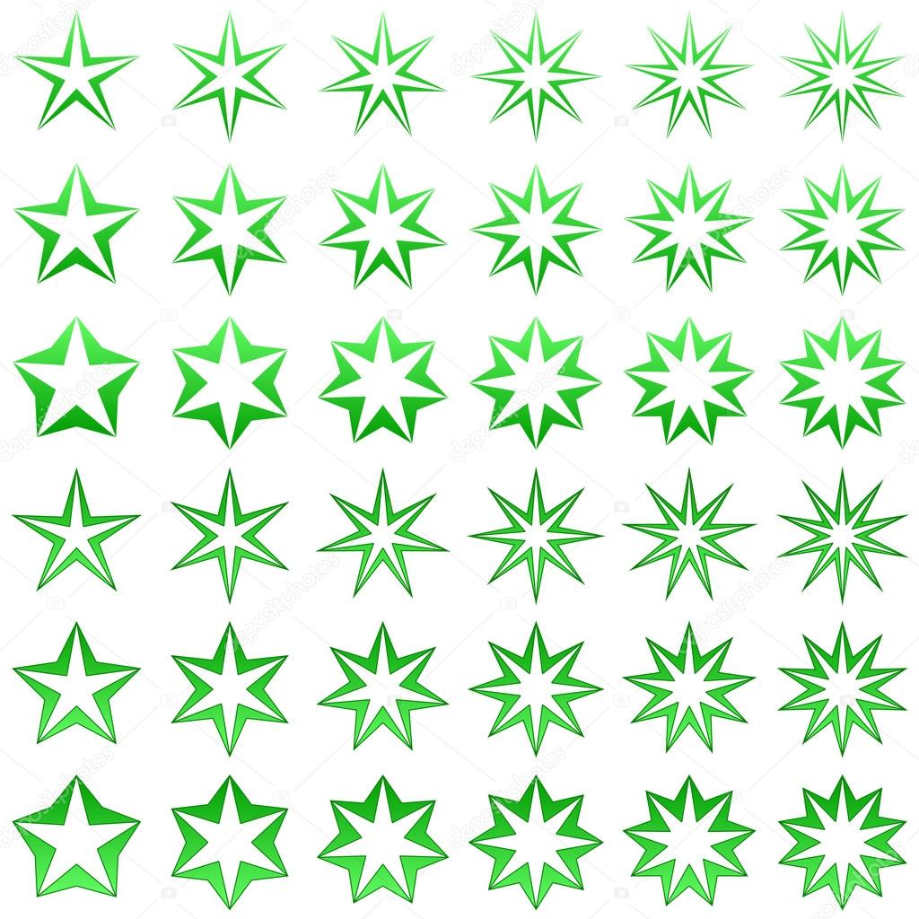 Green star shape set