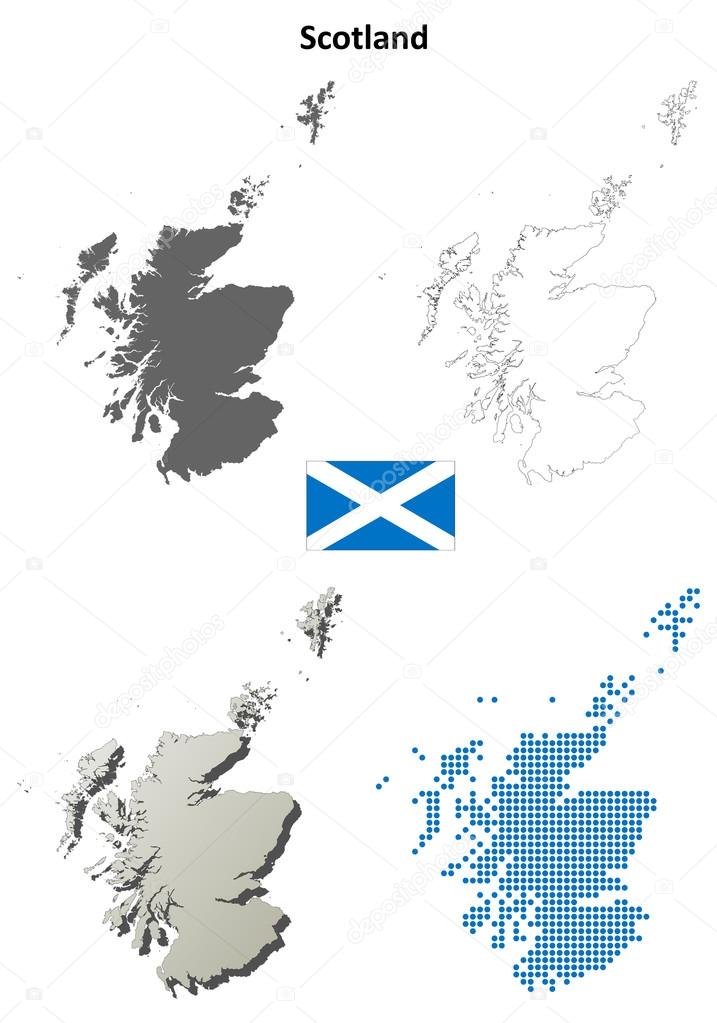 Scotland outline map set
