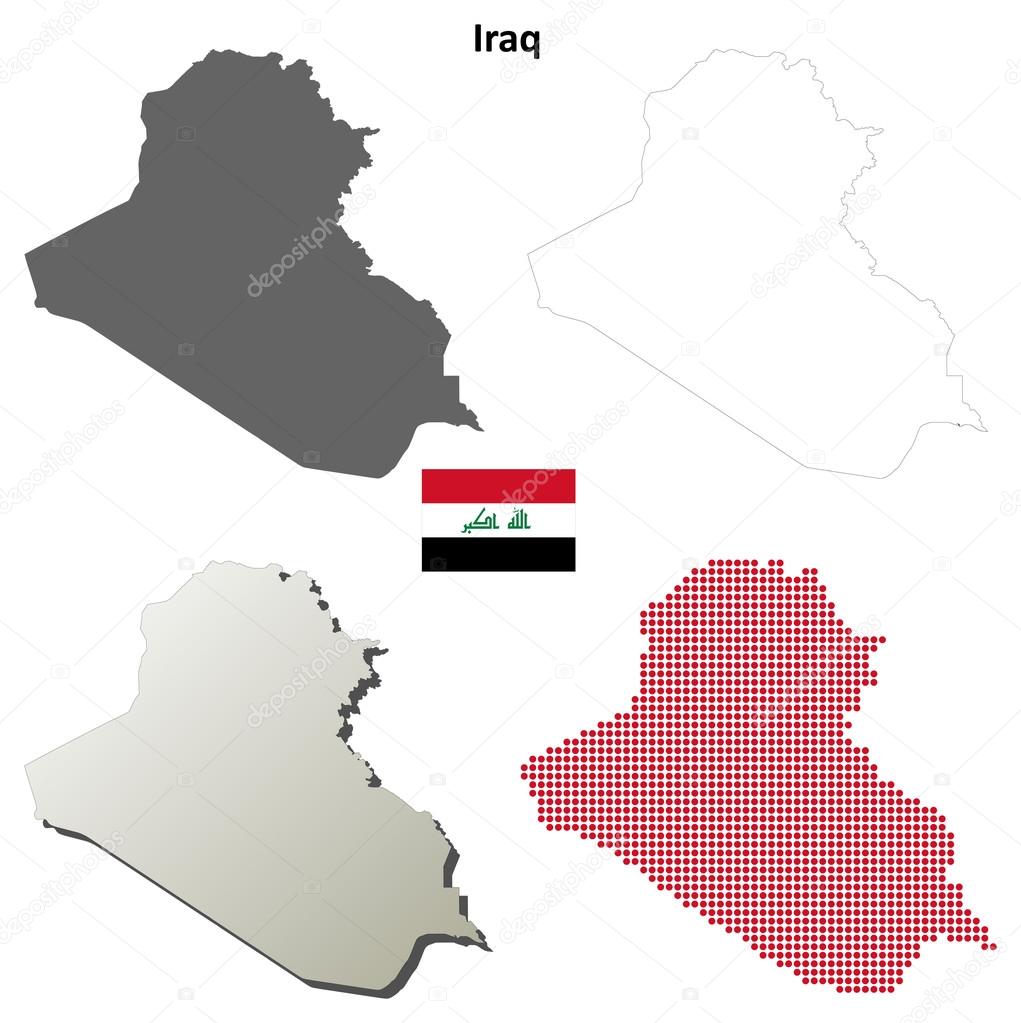 Blank detailed outline maps of Iraq