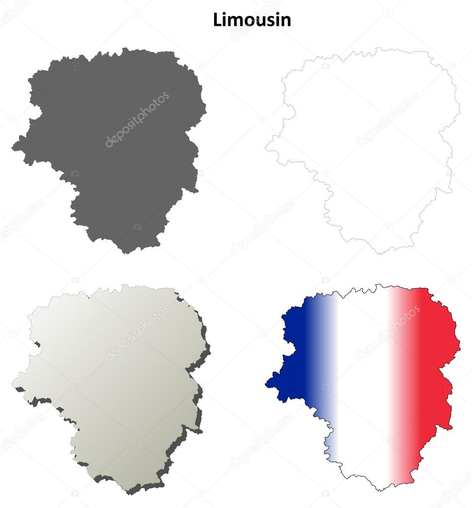 Limousin blank detailed outline map set