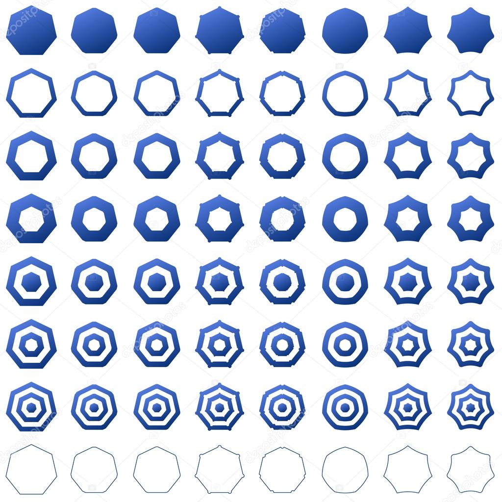 Blue heptagon set