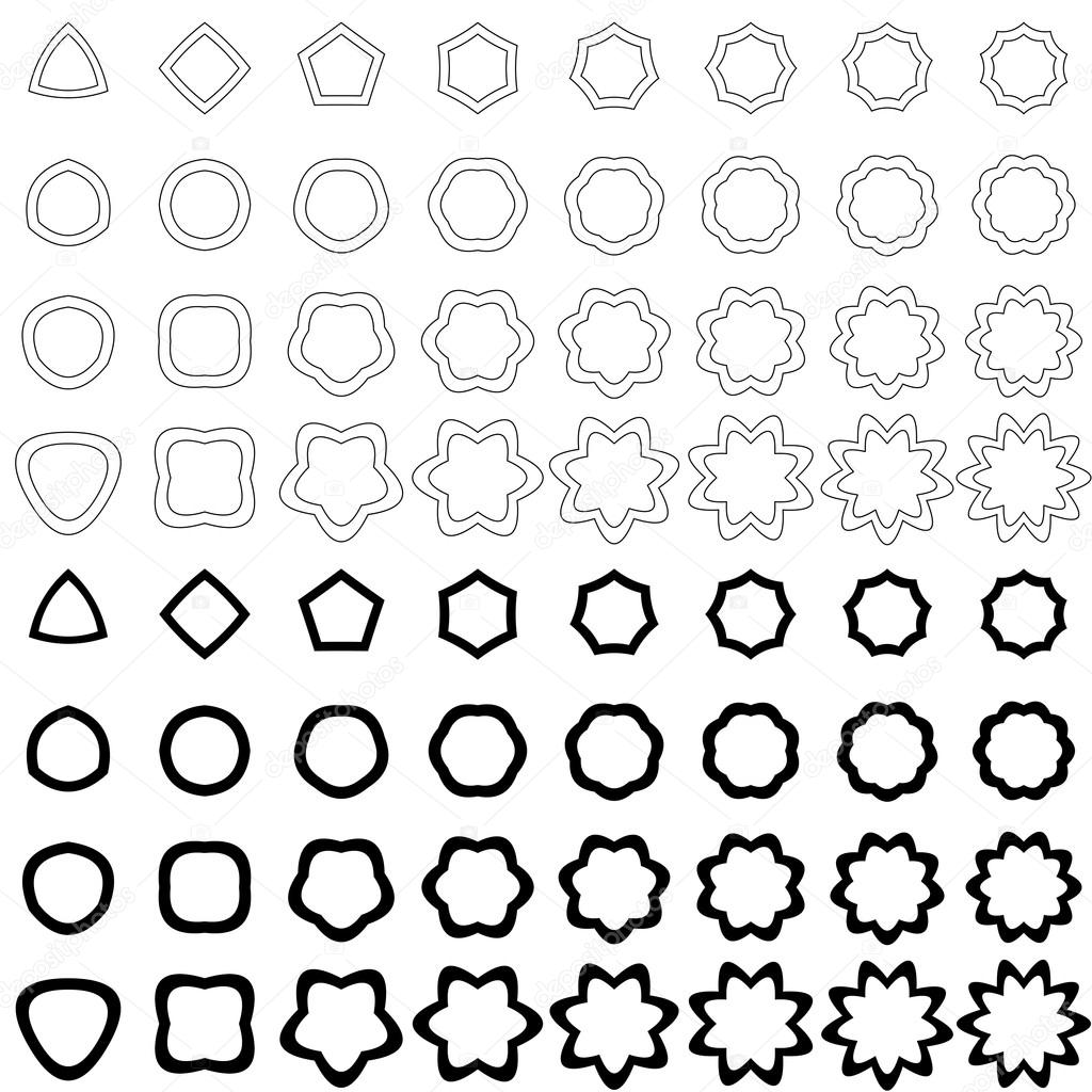 Black curved polygon shape collection