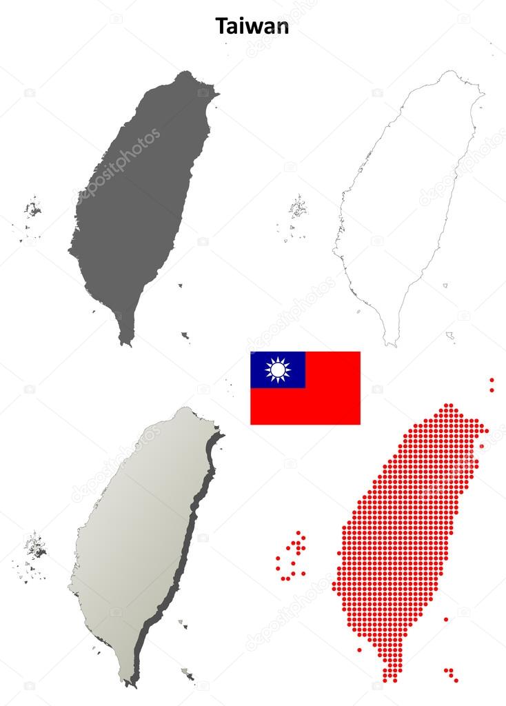Taiwan outline map set