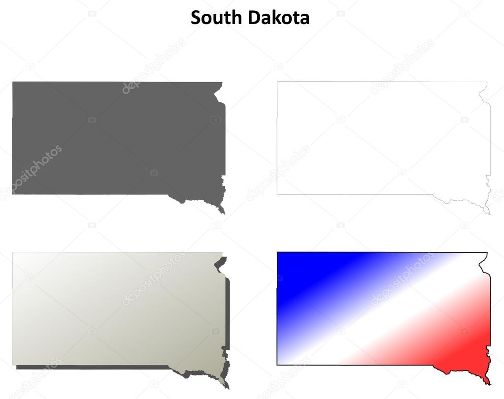 South Dakota outline map set
