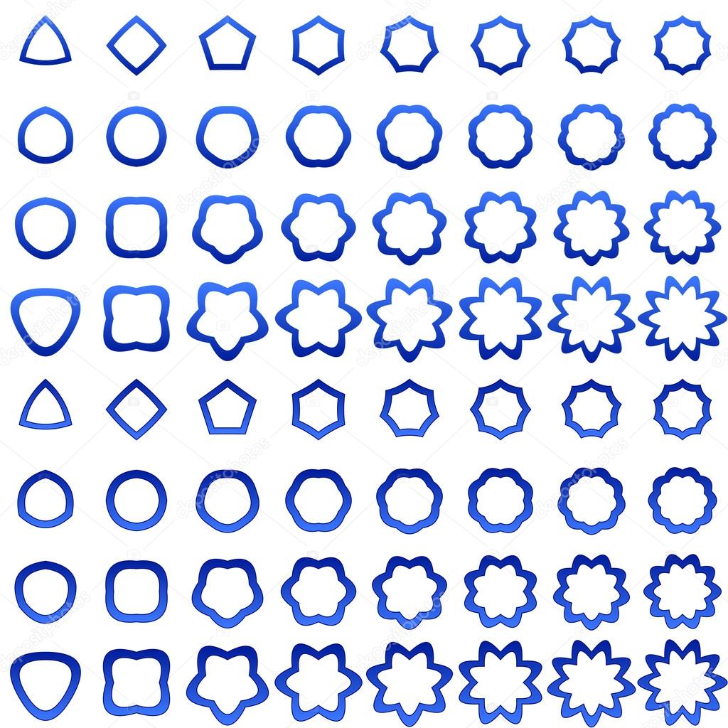 Blue curved polygon shape collection