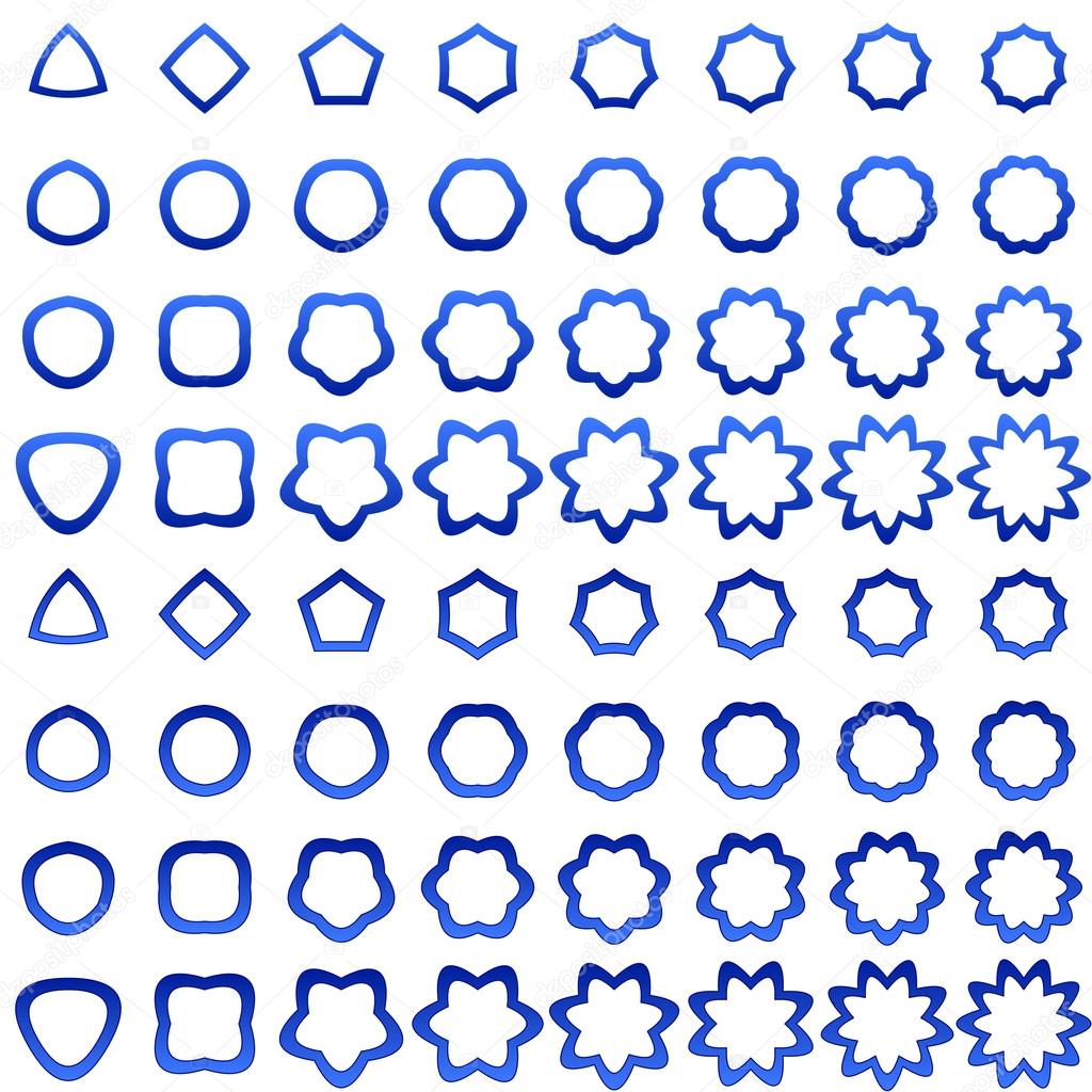 Blue curved polygon shape collection - vector version