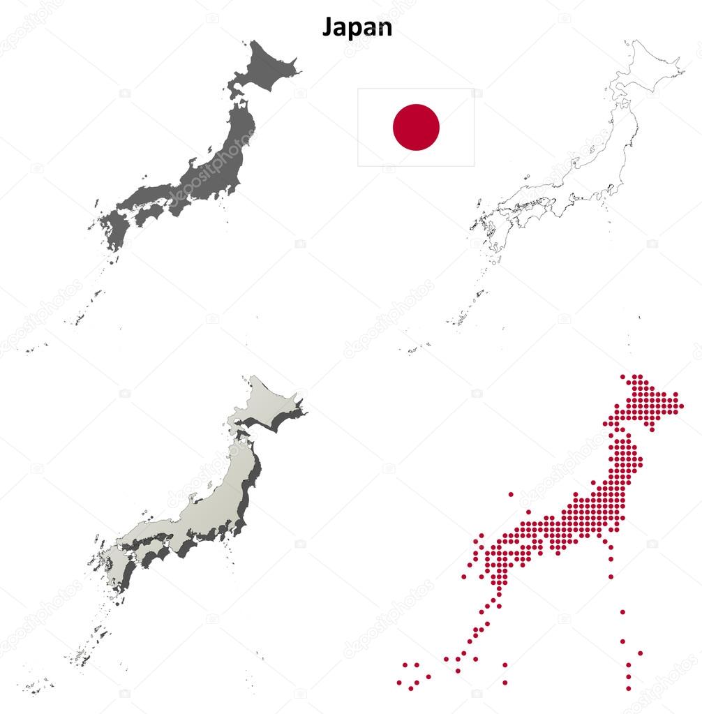 Japan outline map set
