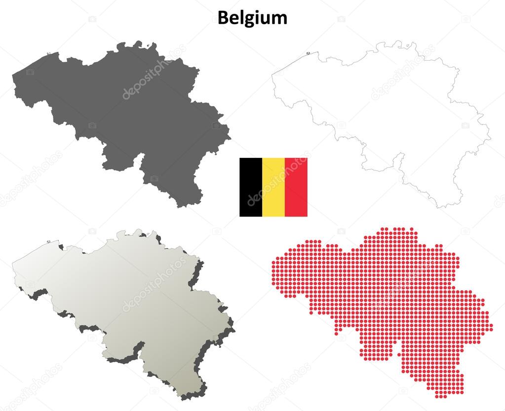 Belgium outline map set