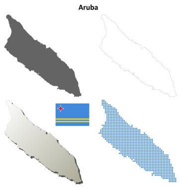 Aruba boş detaylı anahat harita seti
