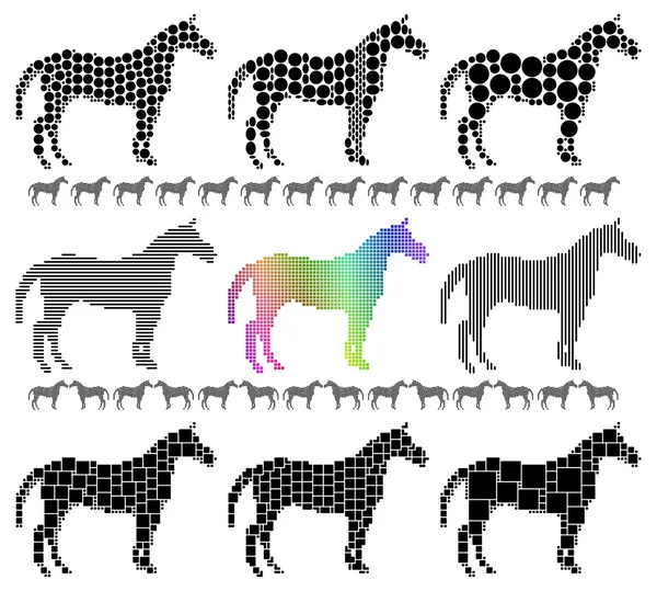 Siluetas de caballo — Vector de stock