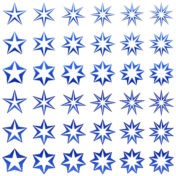 Blue star shape collection — Stock Vector