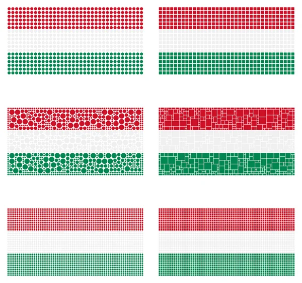 Mosaic Hungary flag set — Stock Vector