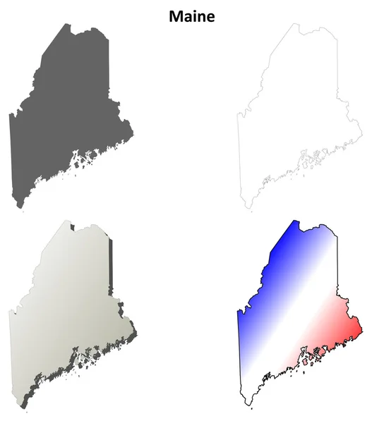 Maine esquema mapa conjunto — Vector de stock