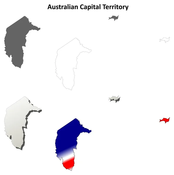 Australische Hauptstadt Territorium leer detaillierte Umrisse Karte gesetzt — Stockvektor