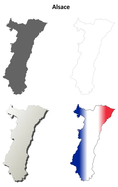 Alsacia en blanco esquema detallado mapa conjunto — Archivo Imágenes Vectoriales