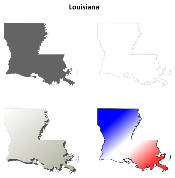 Louisiana kontur mapa zestaw — Wektor stockowy