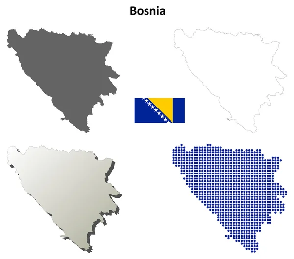 ボスニア・ヘルツェゴビナ概要地図セット — ストックベクタ