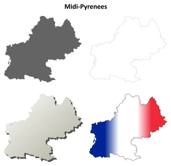 MIDI-Pyrénées üres részletes szerkezeti megjelenítése készlet — Stock Vector