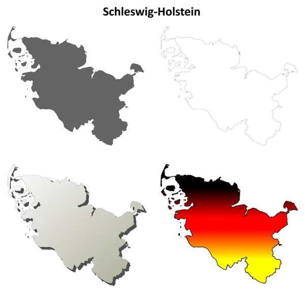 Schleswig-Holstein en blanco esquema mapa conjunto — Vector de stock