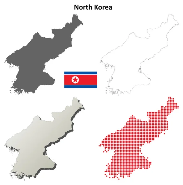 Nordkoreas Umrisskarte festgelegt — Stockvektor