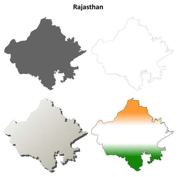 Rajasthan kontur karta set — Stock vektor