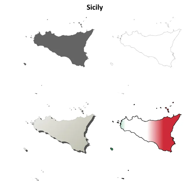 Sicilië overzicht kaart set — Stockvector