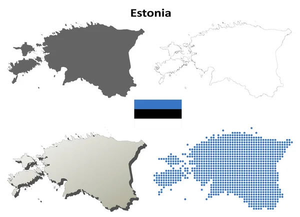 Estónia esboço mapa definido — Vetor de Stock