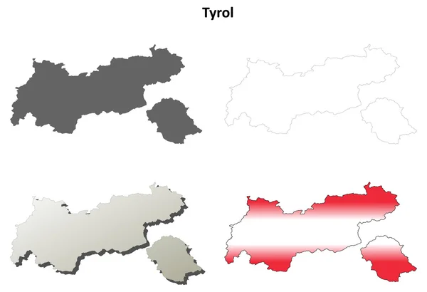 Tyrolen kontur karta set — Stock vektor