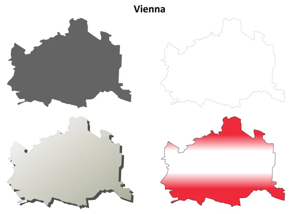 Vienna outline map set — Stock Vector